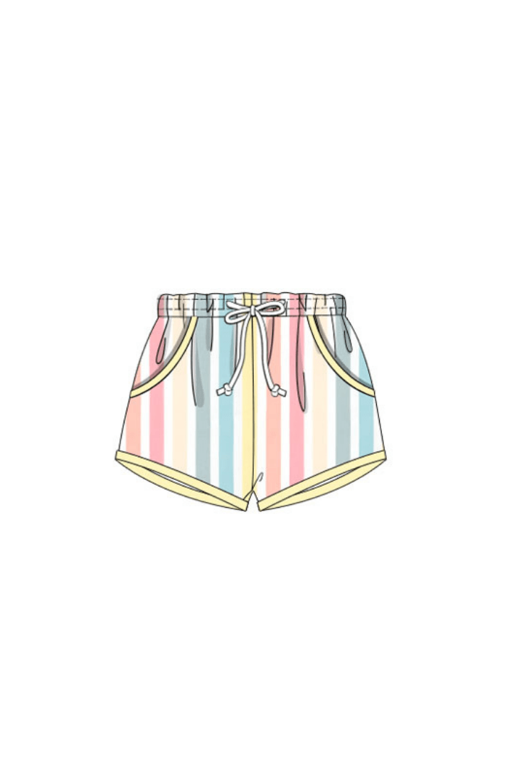 The Smocked Flamingo Apparel & Accessories Pre-Order Sunny Stripes Swim Trunks