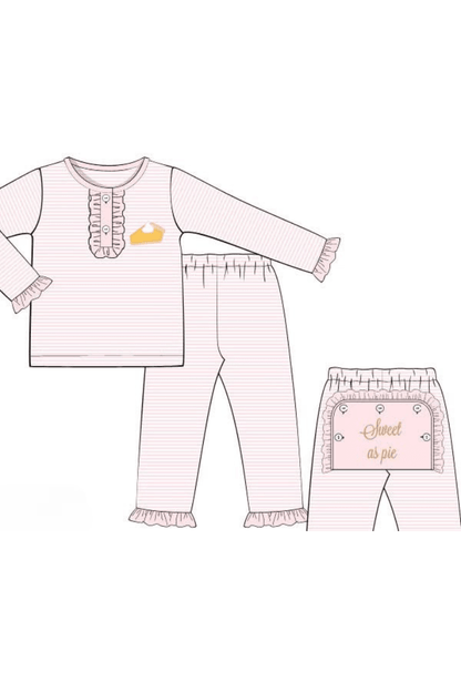 The Smocked Flamingo Apparel & Accessories Pre-Order Sweet As Pie Pink Striped Pajama Set