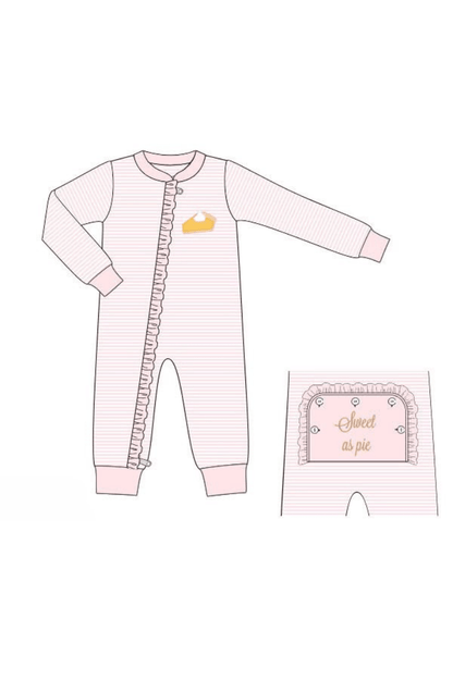 The Smocked Flamingo Apparel & Accessories Pre-Order Sweet As Pie Pink Striped Zippys