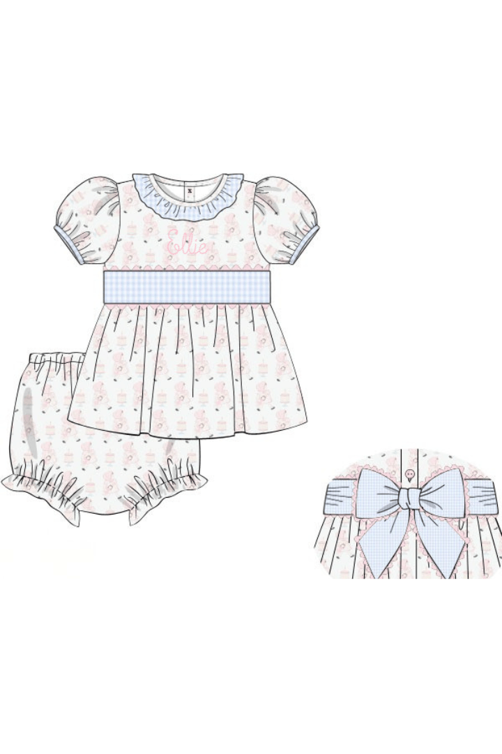 The Smocked Flamingo Apparel & Accessories Pre-Order Sweet Birthday Girl Gingham Bloomer Set