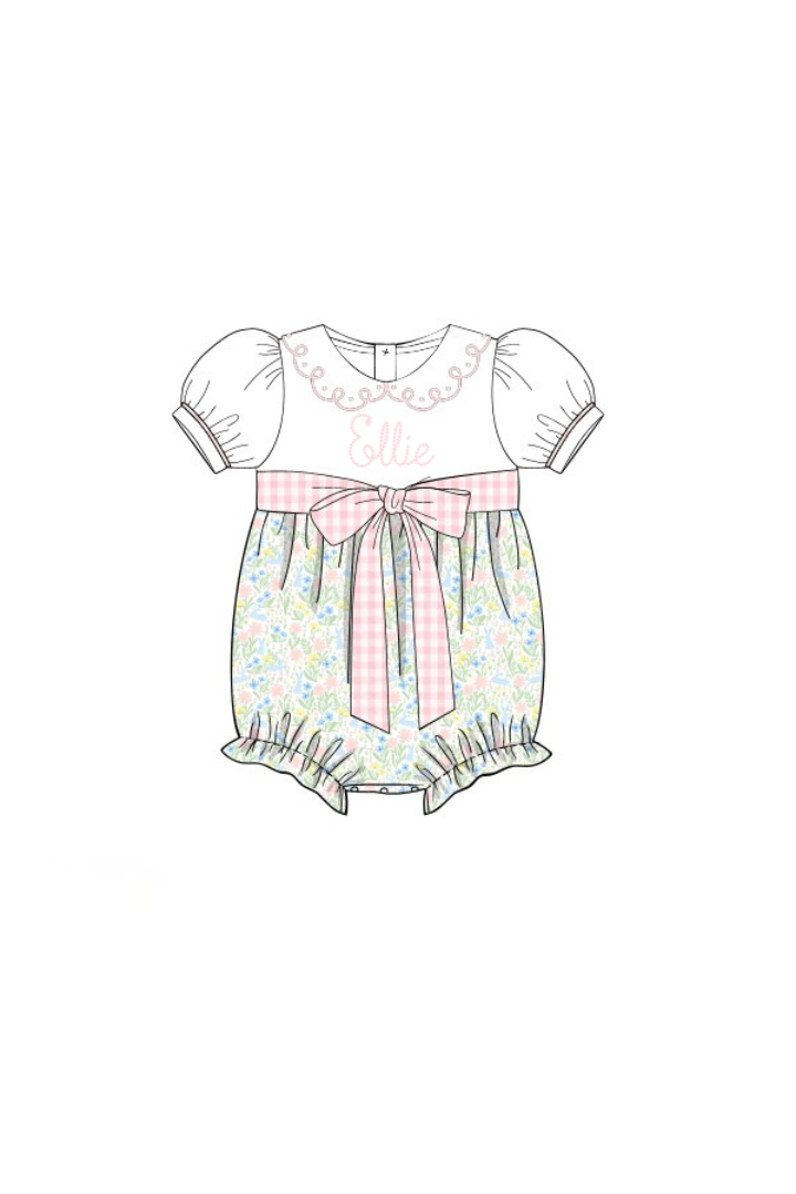 The Smocked Flamingo Apparel & Accessories Pre-Order Sweet Bunny Floral Bow Bubble