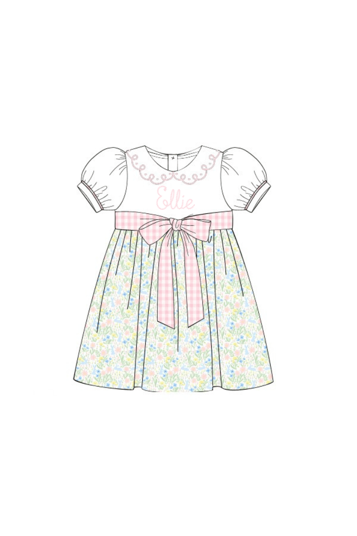 The Smocked Flamingo Apparel & Accessories Pre-Order Sweet Bunny Floral Bow Dress