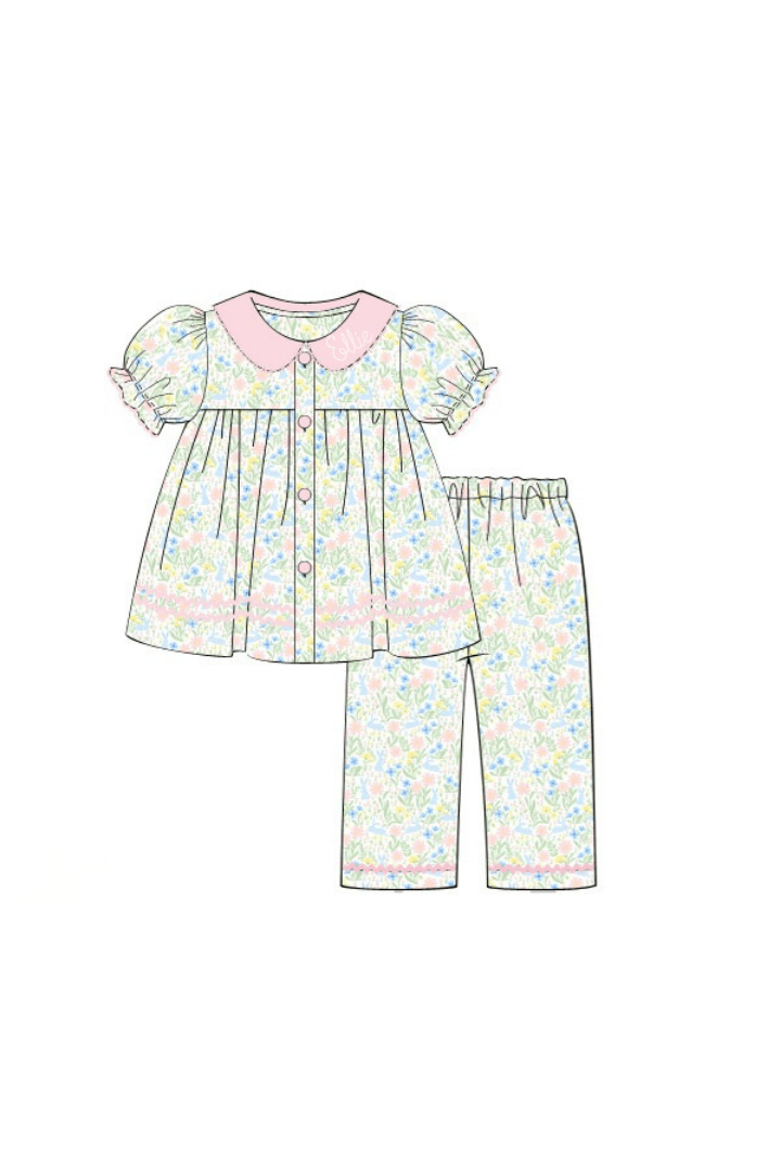 The Smocked Flamingo Apparel & Accessories Pre-Order Sweet Bunny Floral Swing Lounge Set