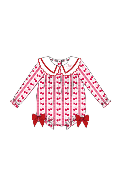 The Smocked Flamingo Apparel & Accessories Pre-Order Sweet Cherry Scalloped Bubble
