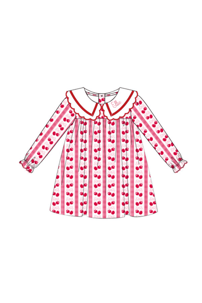 The Smocked Flamingo Apparel & Accessories Pre-Order Sweet Cherry Scalloped Dress