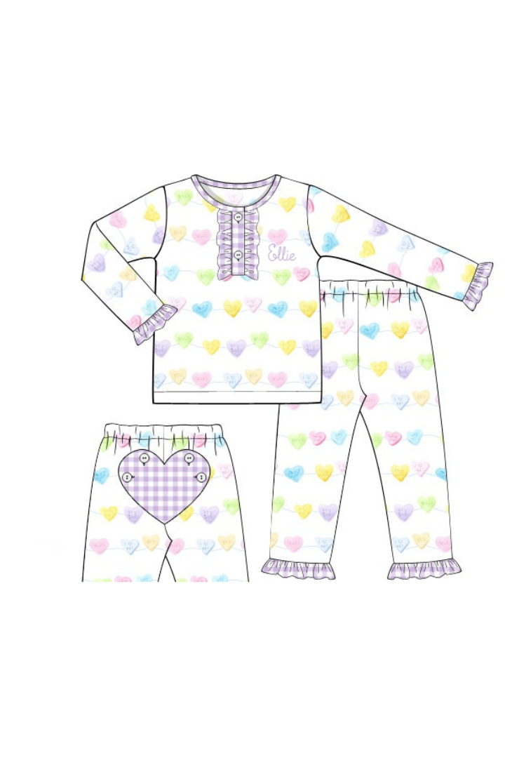 The Smocked Flamingo Apparel & Accessories Pre-Order Sweet Conversation Heart Pajamas