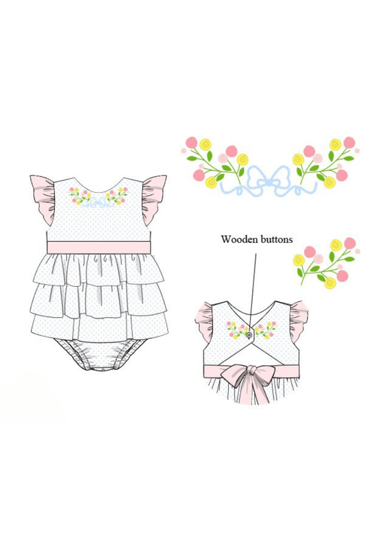 The Smocked Flamingo Apparel & Accessories Pre-Order Sweet Floral Bow Swing Knit Bubble