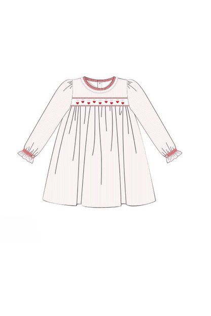 The Smocked Flamingo Apparel & Accessories Pre-Order Sweet Heart Ribbon Dress
