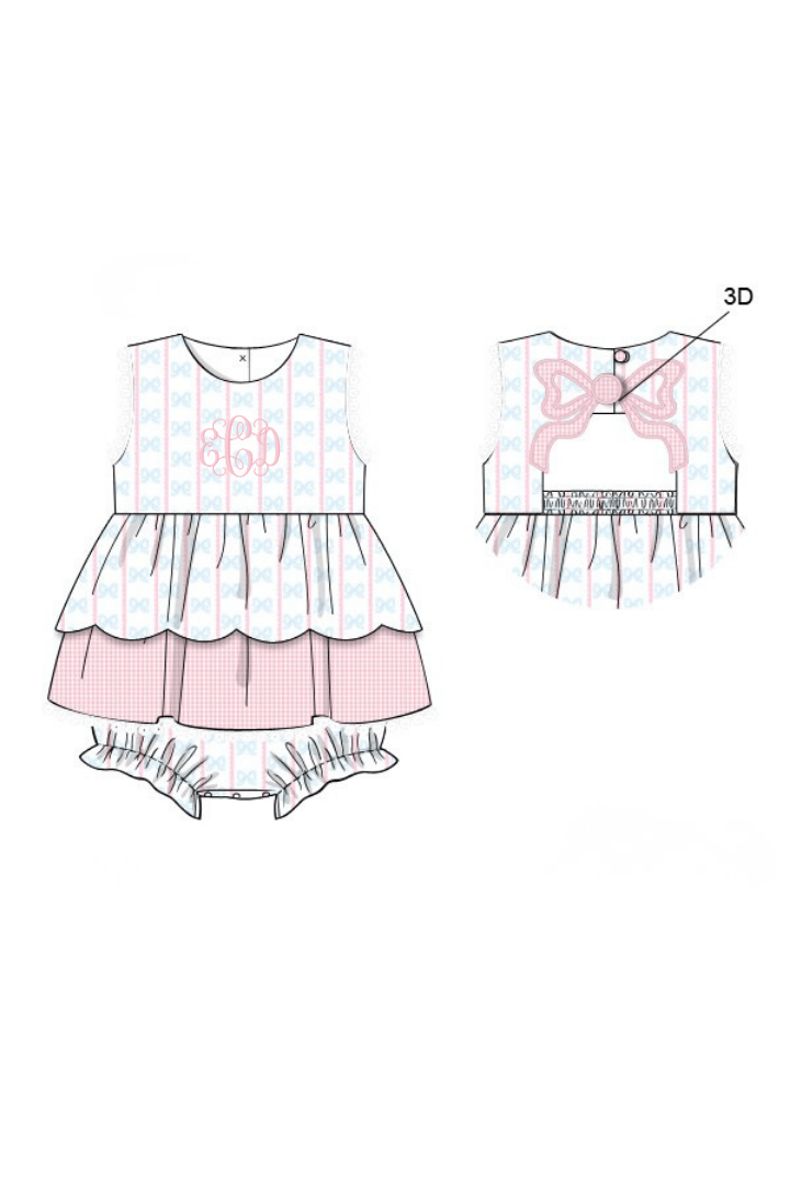The Smocked Flamingo Apparel & Accessories Pre-Order Sweet Scalloped Bow Applique Bubble