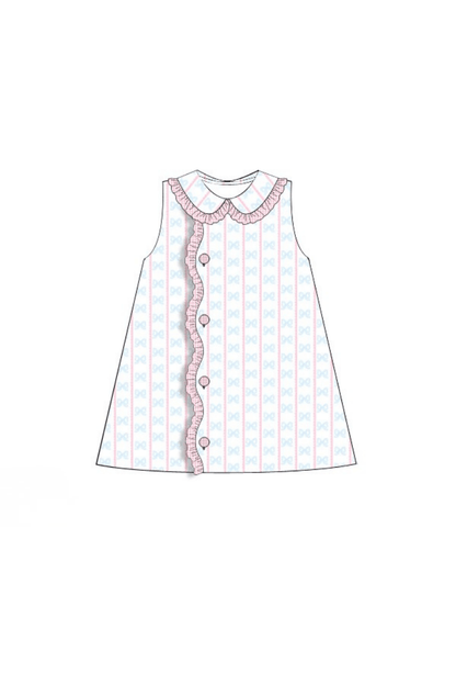 The Smocked Flamingo Apparel & Accessories Pre-Order Sweet Scalloped Bow Honeycomb Ruffle Dress