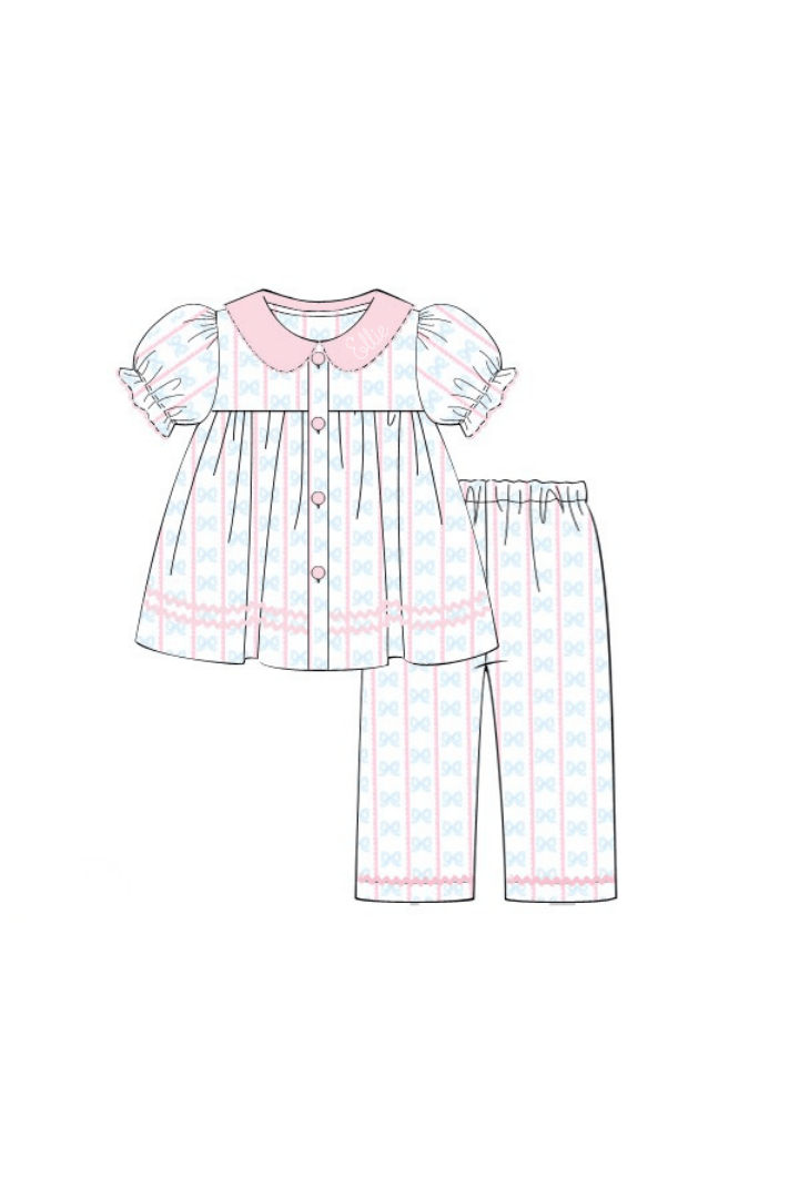 The Smocked Flamingo Apparel & Accessories Pre-Order Sweet Scalloped Bow Swing Lounge Set