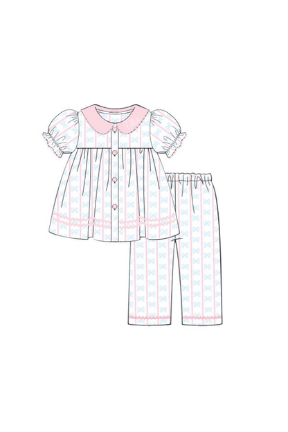 The Smocked Flamingo Apparel & Accessories Pre-Order Sweet Scalloped Bow Swing Lounge Set