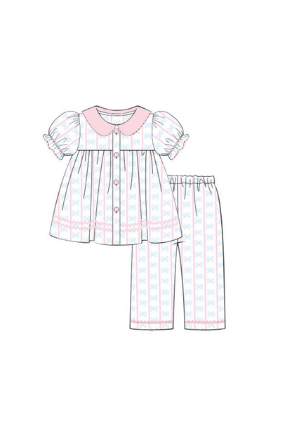 The Smocked Flamingo Apparel & Accessories Pre-Order Sweet Scalloped Bow Swing Lounge Set