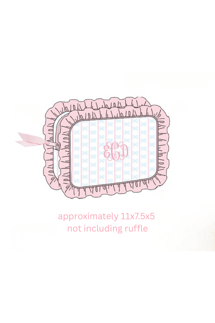 The Smocked Flamingo Apparel & Accessories Pre-Order Sweet Scalloped Bow Zippered Ruffle Pouch
