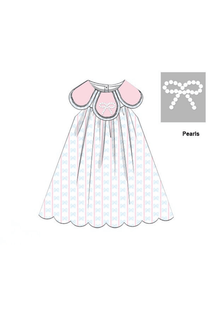 The Smocked Flamingo Apparel & Accessories Pre-Order Sweet Scalloped Pearl Bow Tulip Dress