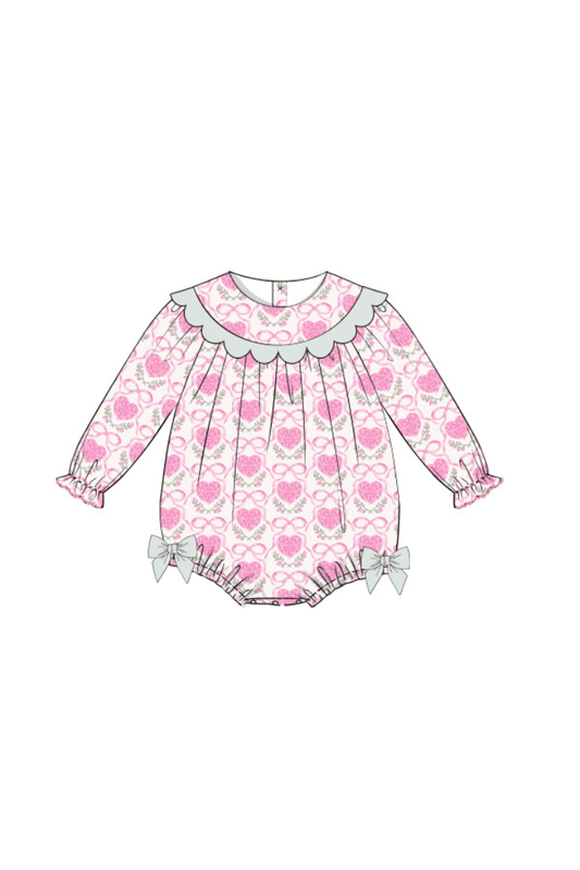 The Smocked Flamingo Apparel & Accessories Pre-Order Sweetheart Bow Scalloped Bubble