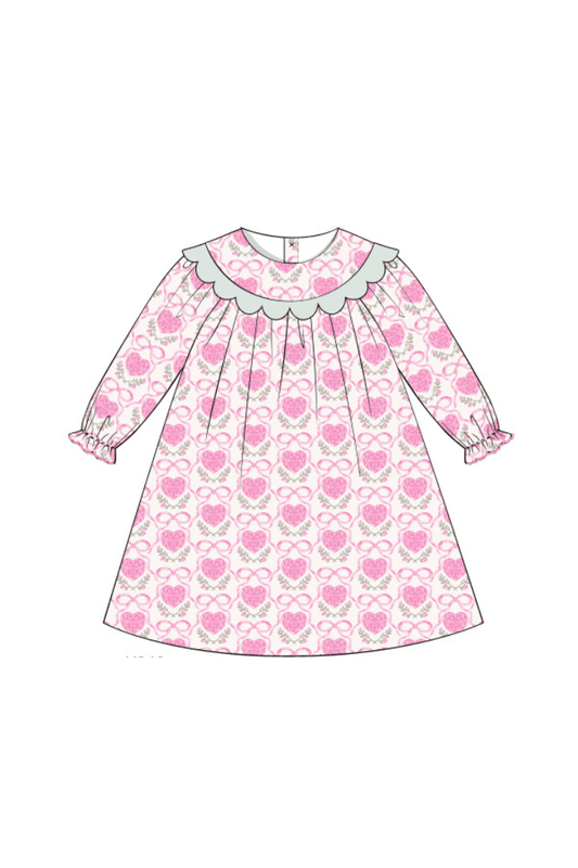 The Smocked Flamingo Apparel & Accessories Pre-Order Sweetheart Bow Scalloped Dress