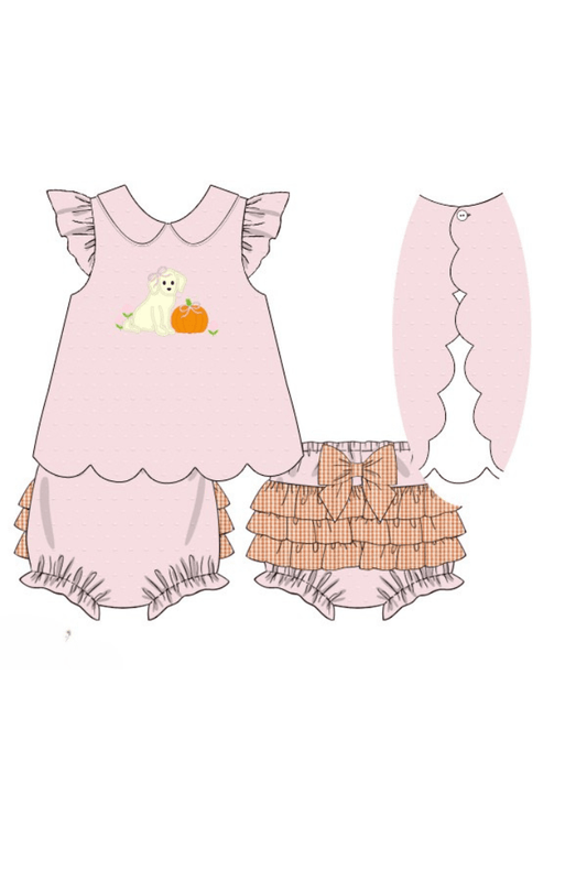 Pre-Order Smocked Spooky Mouse Lavender Plaid Skirted Bubble