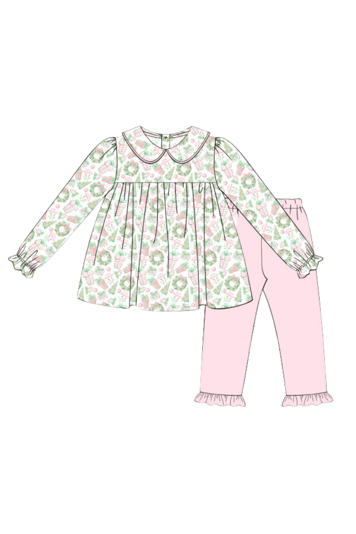 The Smocked Flamingo Apparel & Accessories Pre-Order Tis The Season Pink Knit Pant Set