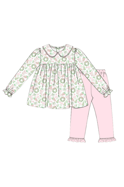 The Smocked Flamingo Apparel & Accessories Pre-Order Tis The Season Pink Knit Pant Set