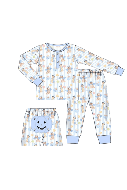 The Smocked Flamingo Apparel & Accessories Pre-Order Trick or Treat Puppy Blue Lounge Set