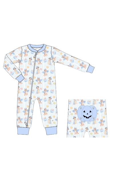 The Smocked Flamingo Apparel & Accessories Pre-Order Trick or Treat Puppy Blue Zippy
