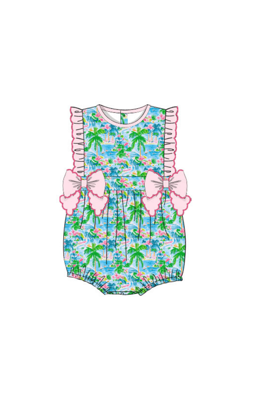 The Smocked Flamingo Apparel & Accessories Pre-Order Tropical Flamingo Pique Bow Bubble