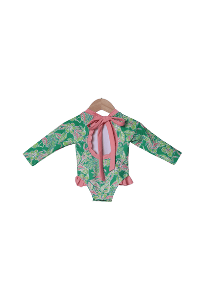 The Smocked Flamingo Apparel & Accessories Pre-Order Tropical Flamingo Scalloped Swimsuite