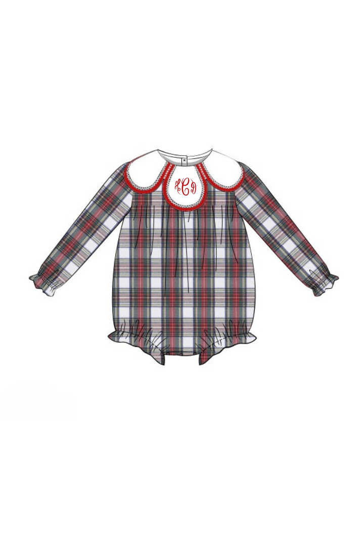 The Smocked Flamingo Apparel & Accessories Pre-Order Tulip Red Tartan Plaid Bubble