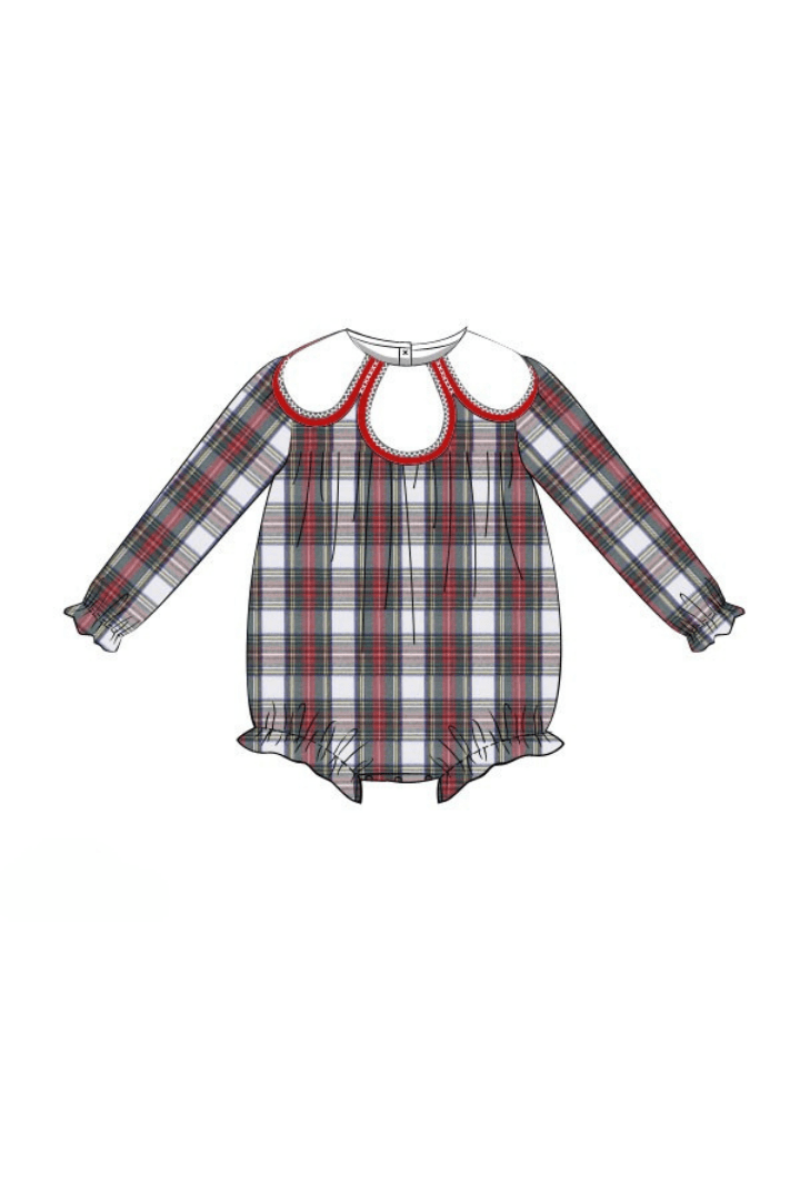 The Smocked Flamingo Apparel & Accessories Pre-Order Tulip Red Tartan Plaid Bubble