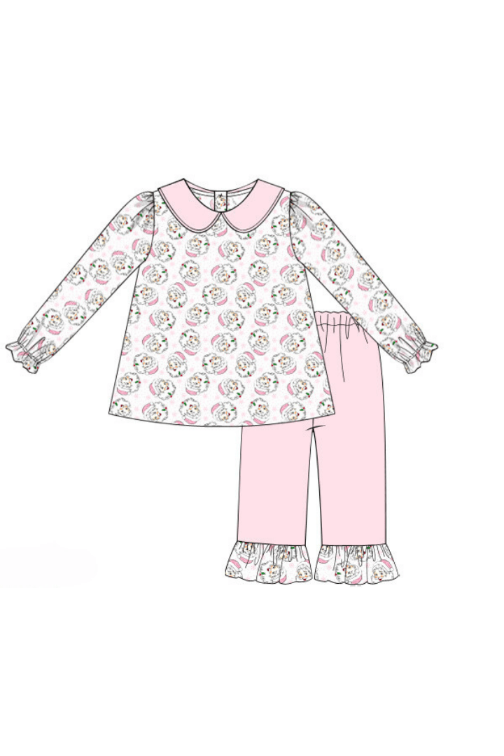 The Smocked Flamingo Apparel & Accessories Pre-Order Vintage Santa Knit Pant Set