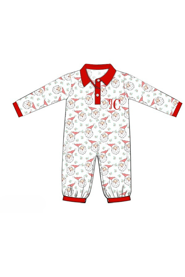 The Smocked Flamingo Apparel & Accessories Pre-Order Vintage Santa Polo Romper