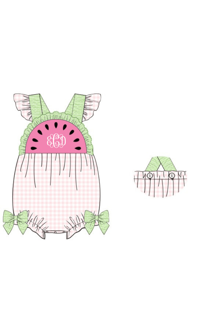 The Smocked Flamingo Apparel & Accessories Pre-Order Watermelon Pink Gingham Sun Bubble