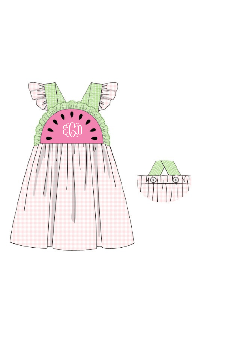 The Smocked Flamingo Apparel & Accessories Pre-Order Watermelon Pink Gingham Sun Dress
