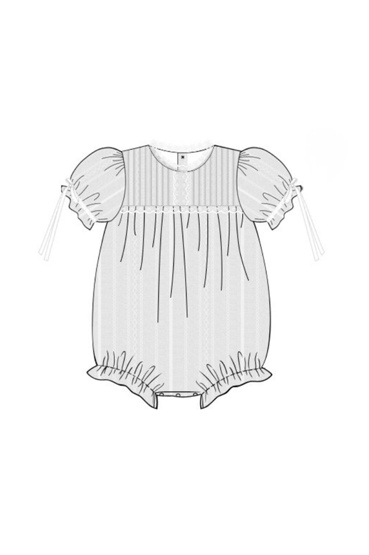 The Smocked Flamingo Apparel & Accessories Pre-Order White Linen Heirloom Bubble