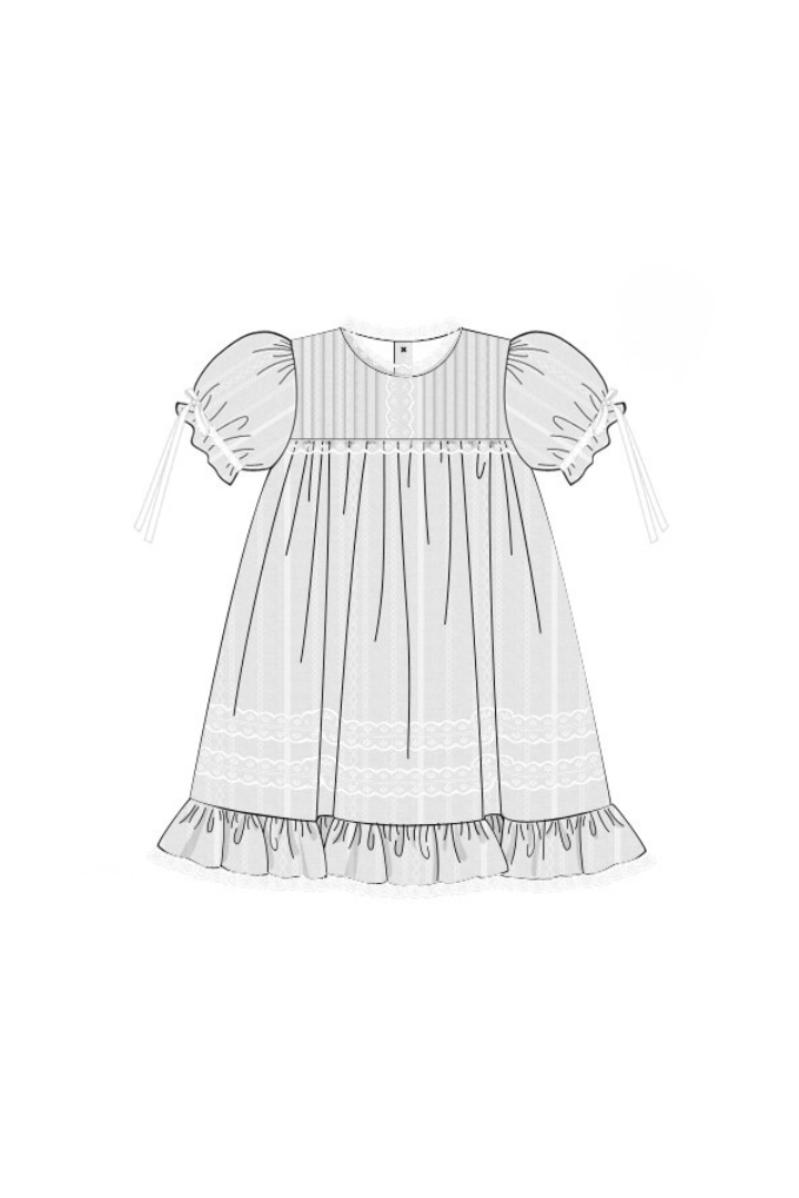 The Smocked Flamingo Apparel & Accessories Pre-Order White Linen Heirloom Dress