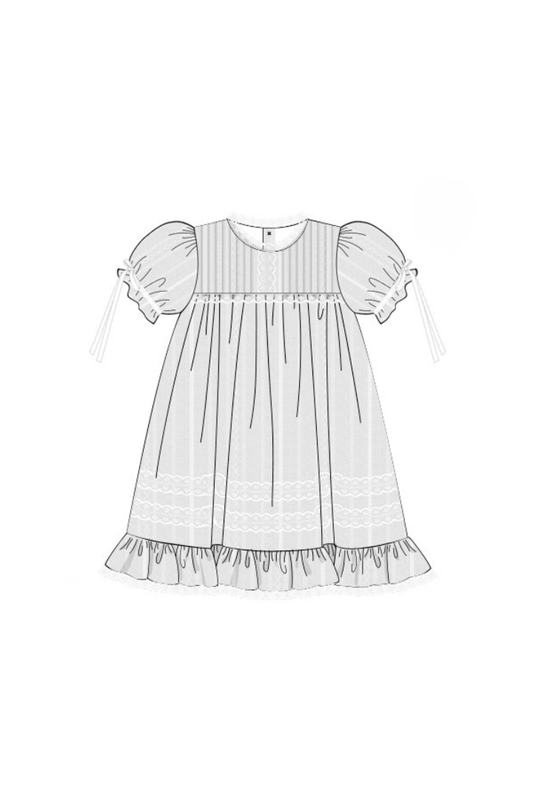 The Smocked Flamingo Apparel & Accessories Pre-Order White Linen Heirloom Dress