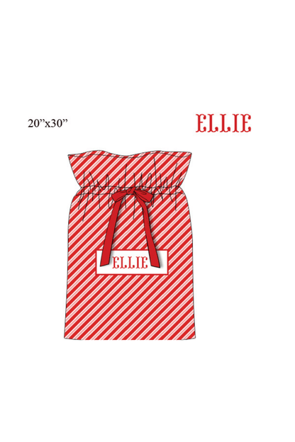 The Smocked Flamingo Apparel & Accessories Present Bag / One Size Pre-Order Smocked Custom Name Candy Cane Plaid Trimmings