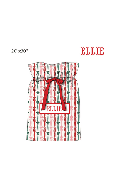 The Smocked Flamingo Apparel & Accessories Present Bag / One Size Pre-Order Smocked Custom Name Holiday Bows Trimmings