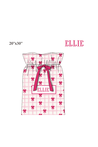The Smocked Flamingo Apparel & Accessories Present Bag / One Size Pre-Order Smocked Custom Name Pink Bow Trimmings