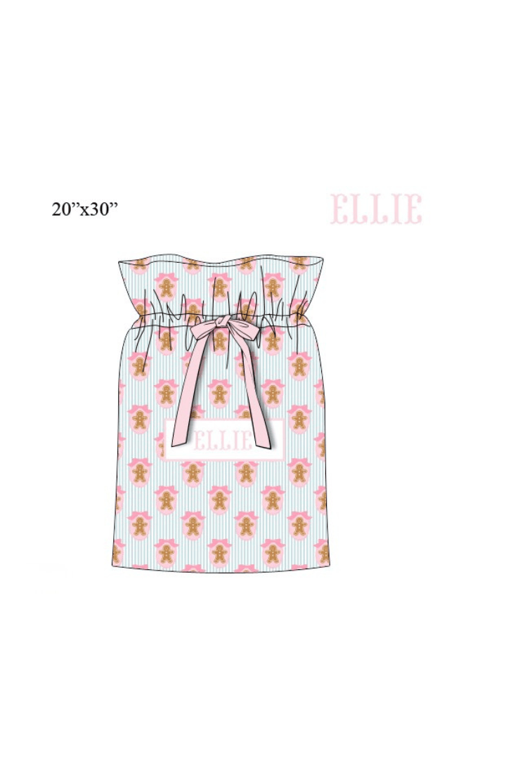 The Smocked Flamingo Apparel & Accessories Present Bag / One Size Pre-Order Smocked Custom Name Pink Gingerbread Lane Trimmings