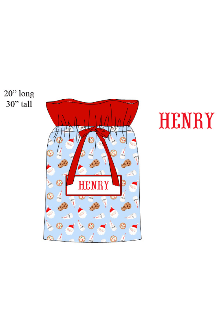 The Smocked Flamingo Apparel & Accessories Present Bag Pre-Order Smocked Custom Name Blue Cookies and Milk Christmas Trimmings