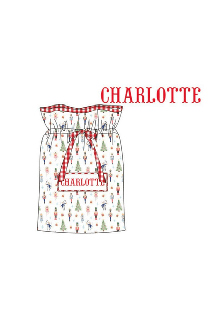 The Smocked Flamingo Apparel & Accessories Present Bag Pre-Order Smocked Custom Name Classic Nutcracker Christmas Trimmings (Copy)
