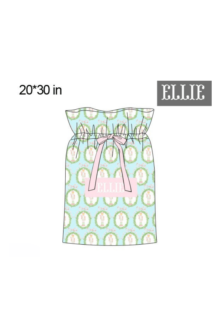 The Smocked Flamingo Apparel & Accessories Present Bag Pre-Order Smocked Custom Name Mint Nutcracker Christmas Trimmings