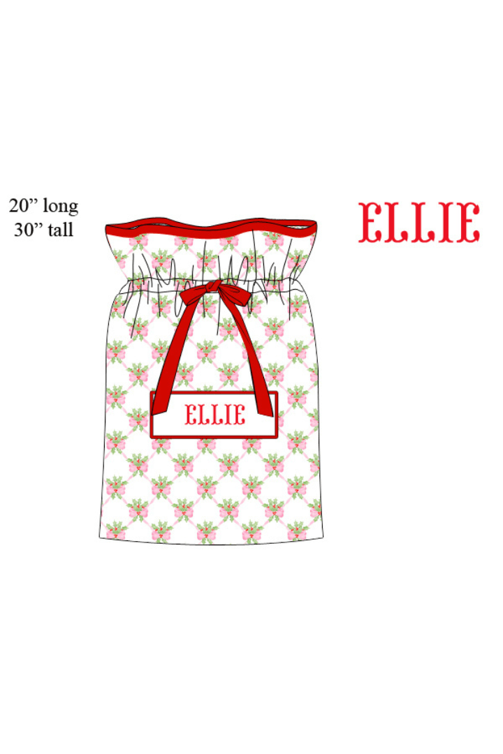 The Smocked Flamingo Apparel & Accessories Present Bag Pre-Order Smocked Custom Name Sweet Holly Christmas Trimmings