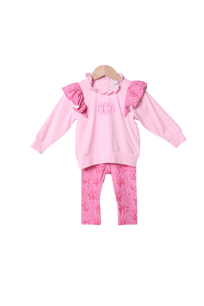 The Smocked Flamingo Apparel & Accessories Pretty in Pink Butterfly Pant Set