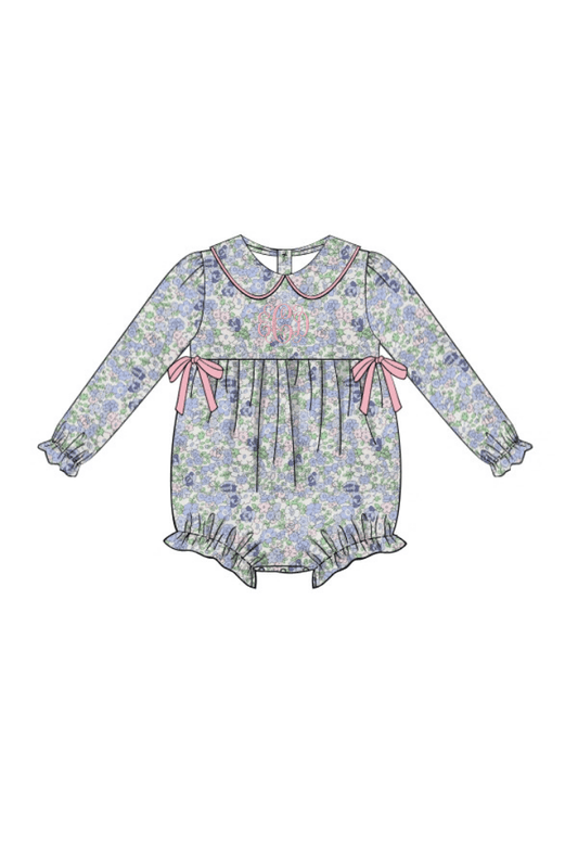 The Smocked Flamingo Apparel & Accessories Pretty in Pink Floral and Pink Velvet Bow Bubble