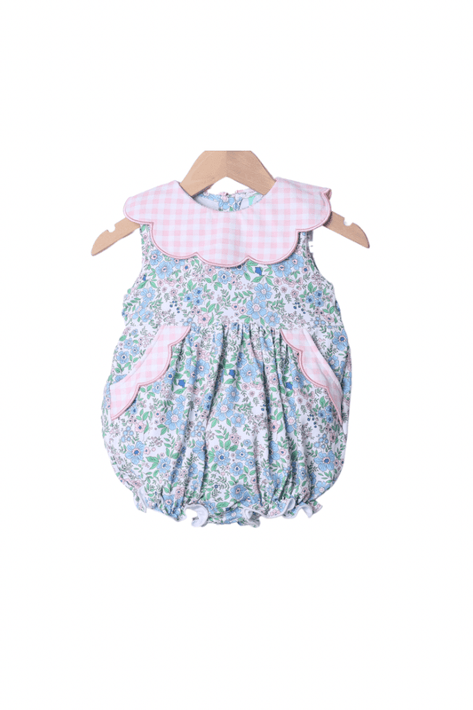 The Smocked Flamingo Apparel & Accessories Pretty in Pink Floral Scalloped Knit Bubble