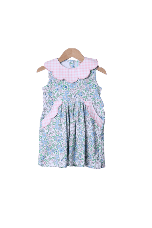 The Smocked Flamingo Apparel & Accessories Pretty in Pink Floral Scalloped Knit Dress