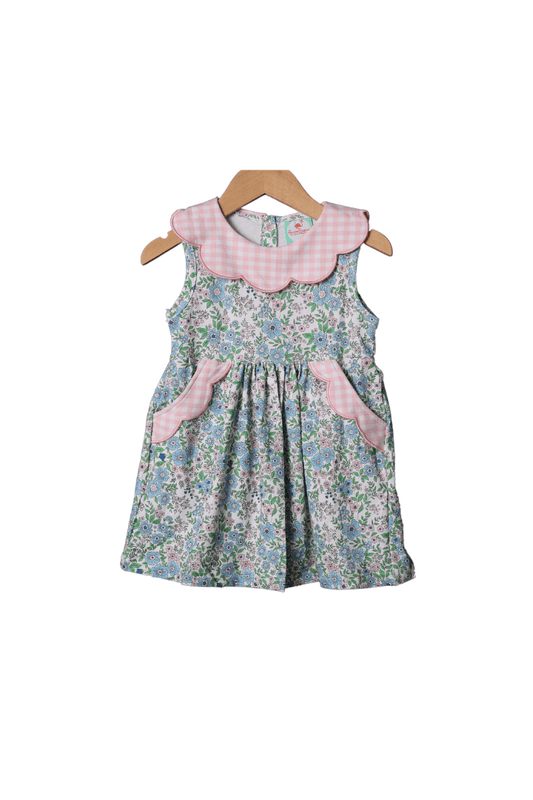 The Smocked Flamingo Apparel & Accessories Pretty in Pink Floral Scalloped Knit Dress